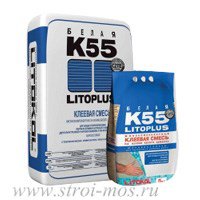 ЛИТОКОЛ Litoplus K55 - белая клеевая смесь для мозаики, 25 кг